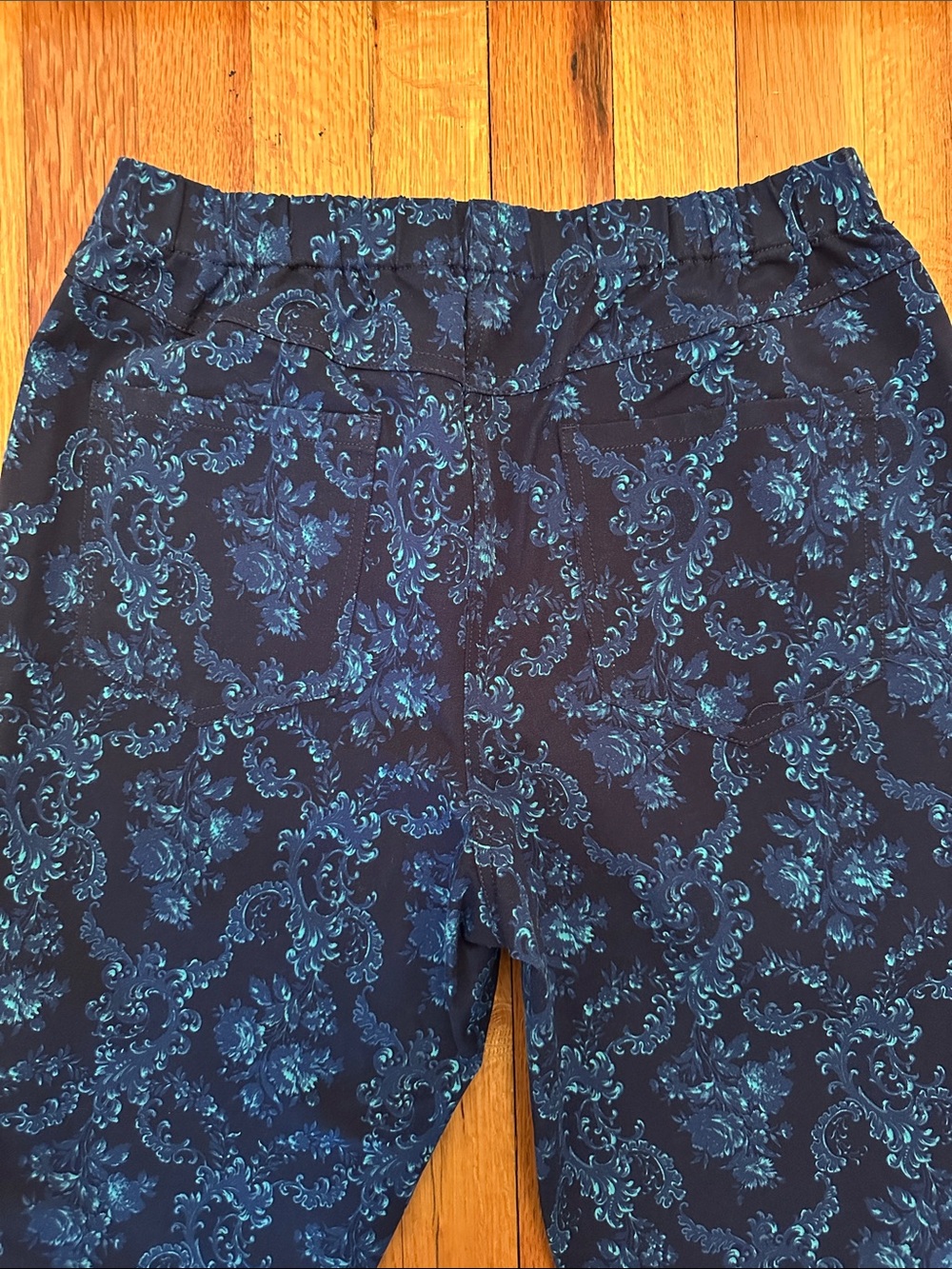 Isaac Mizrahi Navy Blue Floral-Print Chinos - Picture 4 of 9